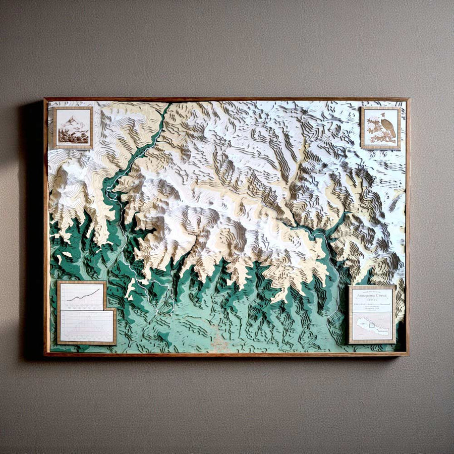 Annapurna Circuit 3D Wooden Contour Hiking Map