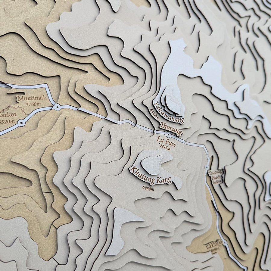 3D topographic contours of the annapurna circuit in Nepal
