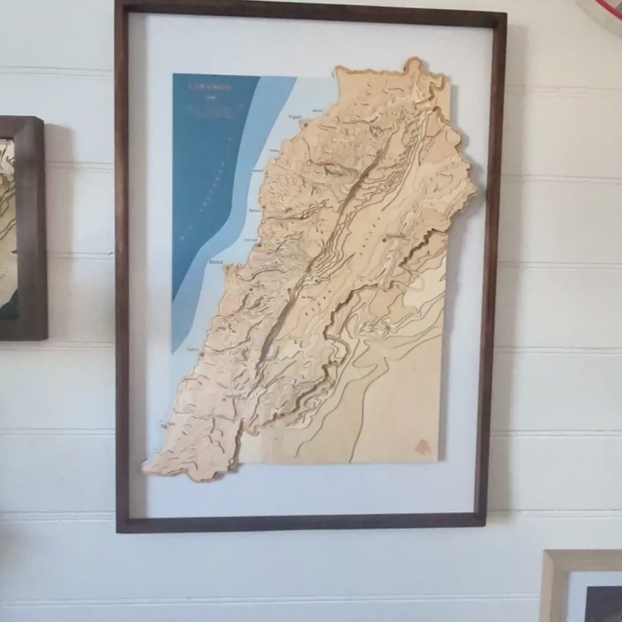 3D Wooden Topographic Map Of Lebanon