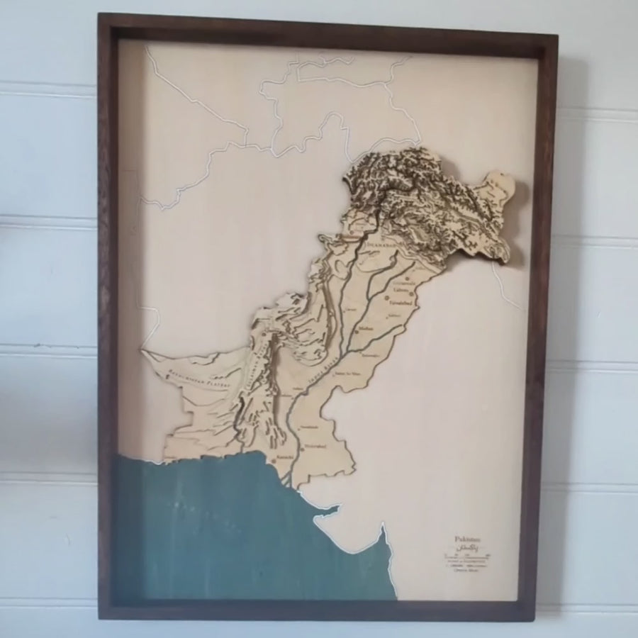Pakistan Wooden Map Art