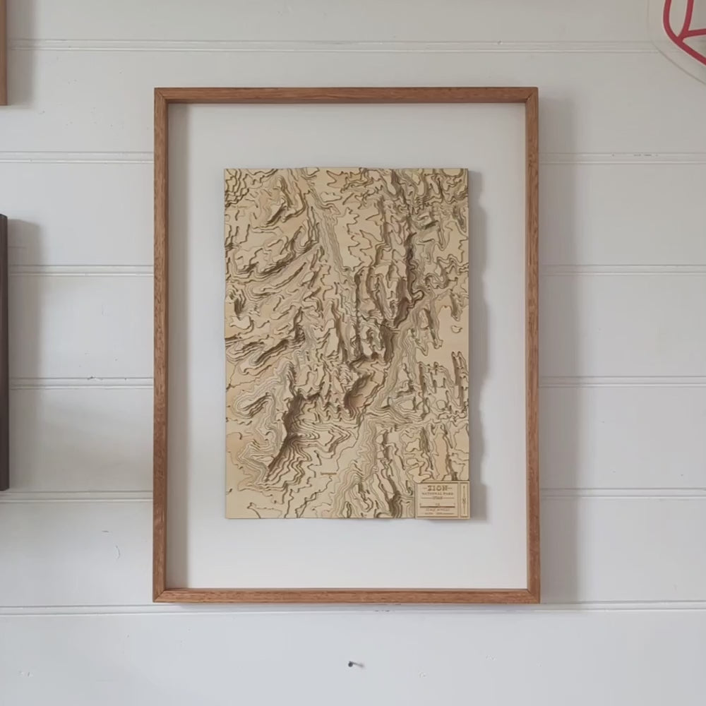 Wooden Contour Map Art Of Zion, Utah
