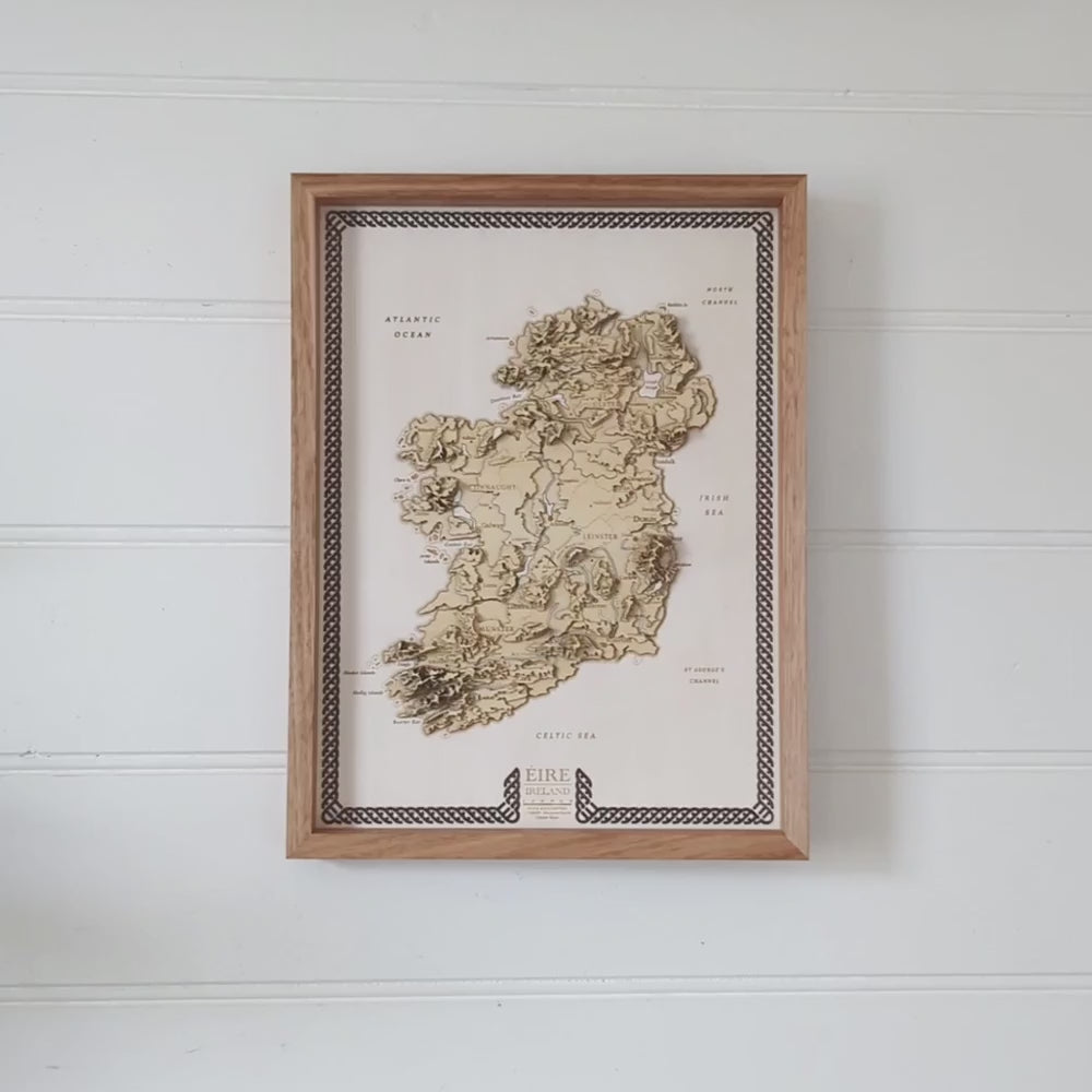 Wooden 3d map art of ireland