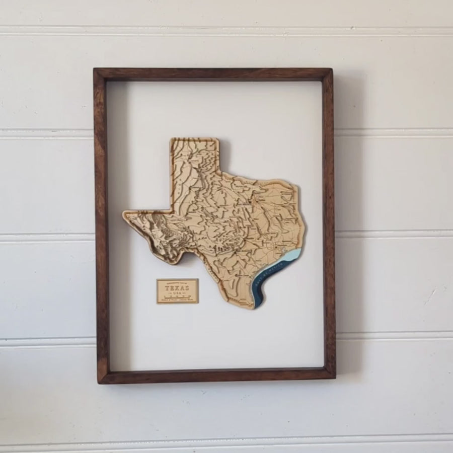 Texas Wooden Map Art