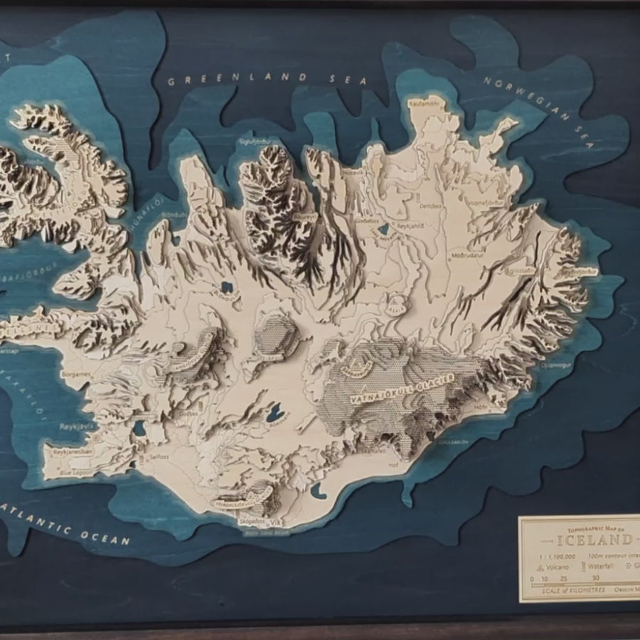 Iceland Wooden Map Art