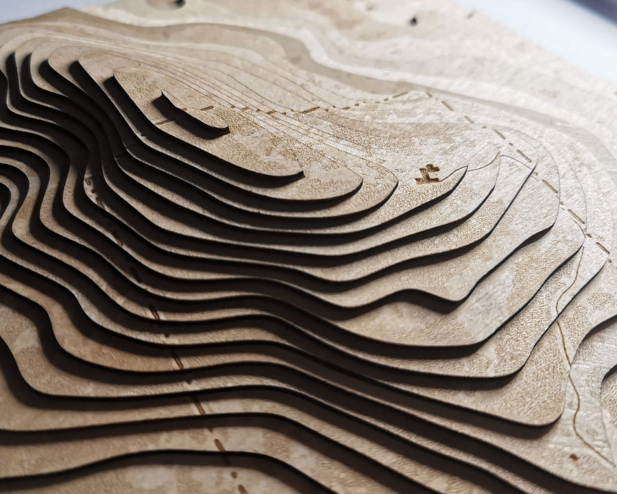 Contour Map Of A Rural Farm Property Showing The Lot Boundaries In Wood As A Piece Of Art